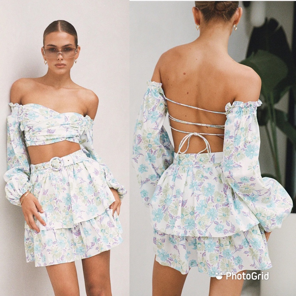Sabo Skirt Floral Off-Shoulder Skirt Set